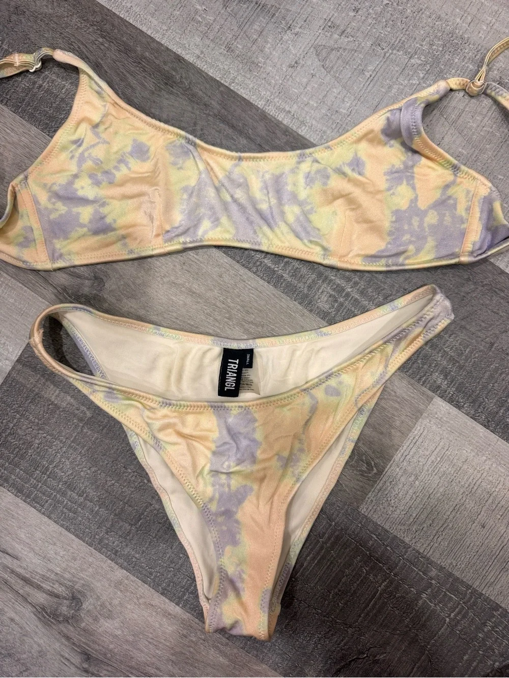 triangl swimwear Pastel Tie-Dye Blue & Cream Bikini